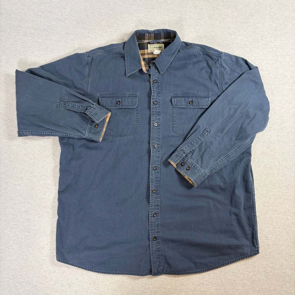 L.L. Bean Men's Flannel-Lined Hurricane Button-Down Shirt, XXL-Tall